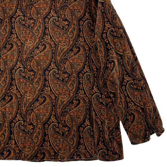 Vintage Paisley Quilted Velvet Like Jacket Coat Toggle Buttons Mandarin Collar - Picture 9 of 16